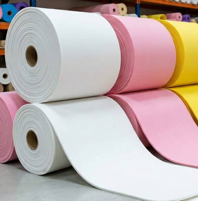 Rotoli di gomma termoplastica bianca, rosa e gialla